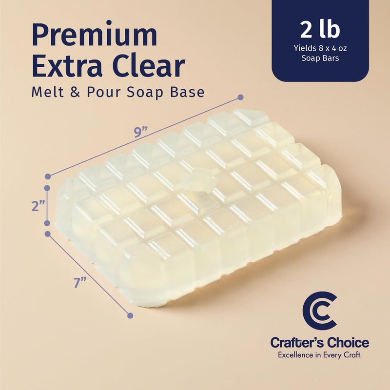 Crafter's Choice Premium Glycerin Melt and Pour Soap Base for Soap Making and DIY Crafting Projects, 2LB Block (Extra Clear) - Image 2